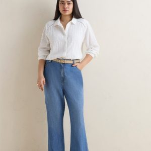 Blue Faded High-Rise Jeans